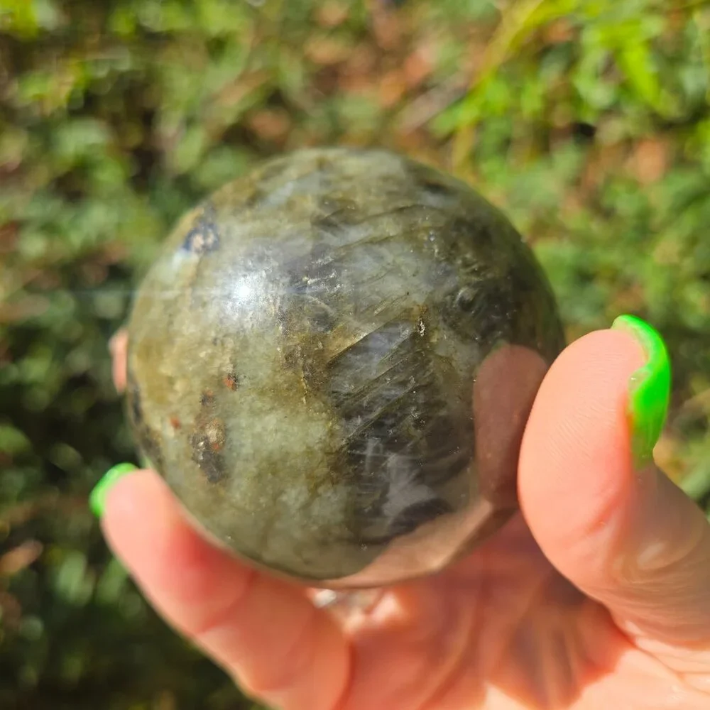 Labradorite Gemstone Sphere with Flash
